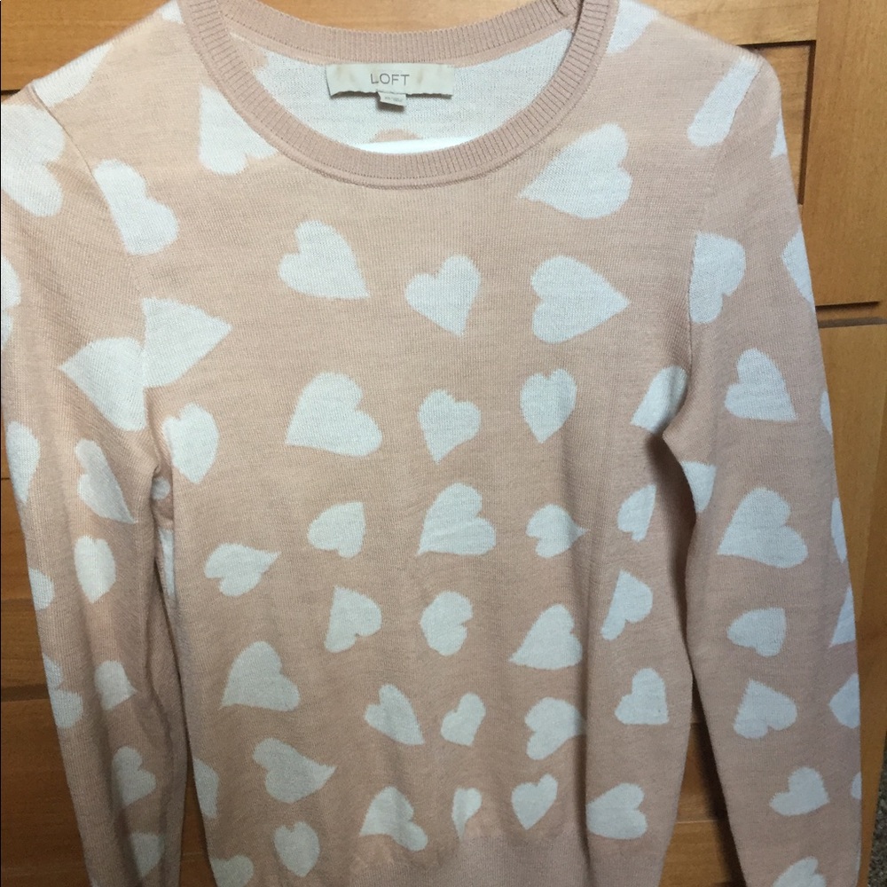 Ann Taylor Loft soft pink heart sweater